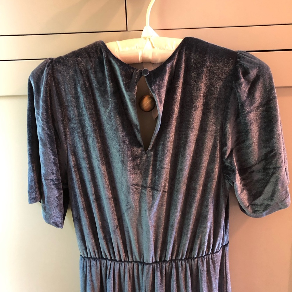 Elegant Blue Velvet Maxi Dress - Picture 3 of 5